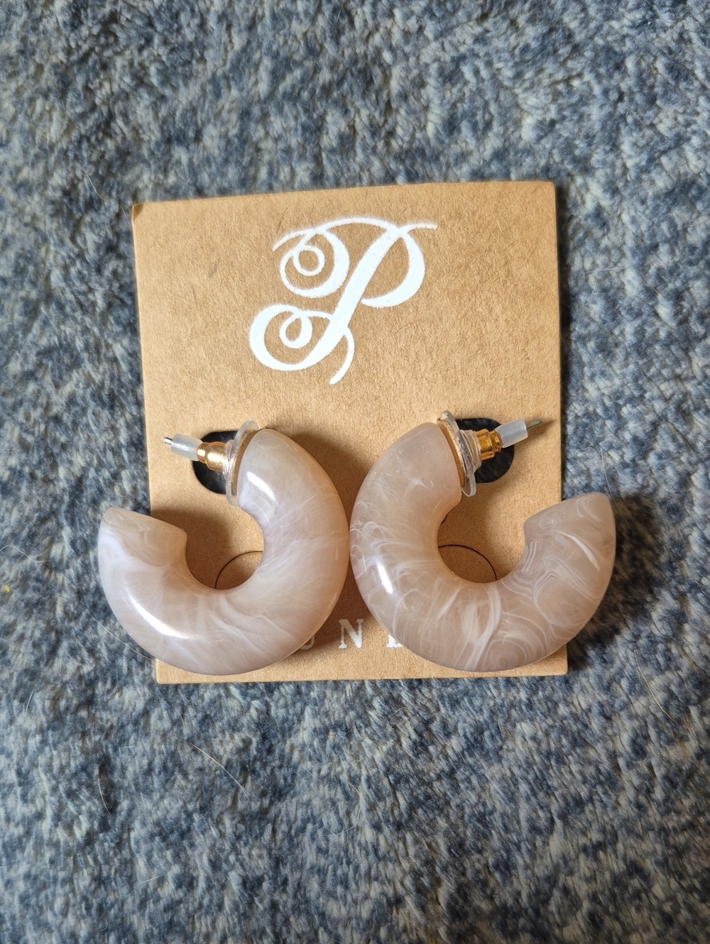 Plunder Marbled Taupe Hoop Earrings